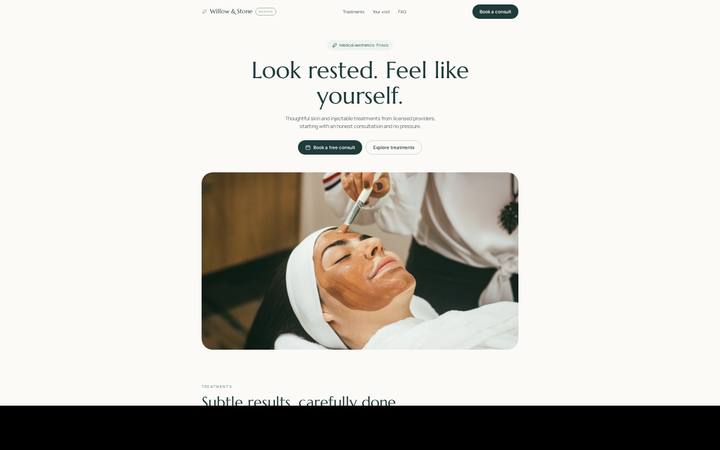 Screenshot of the Willow & Stone Aesthetics sample website